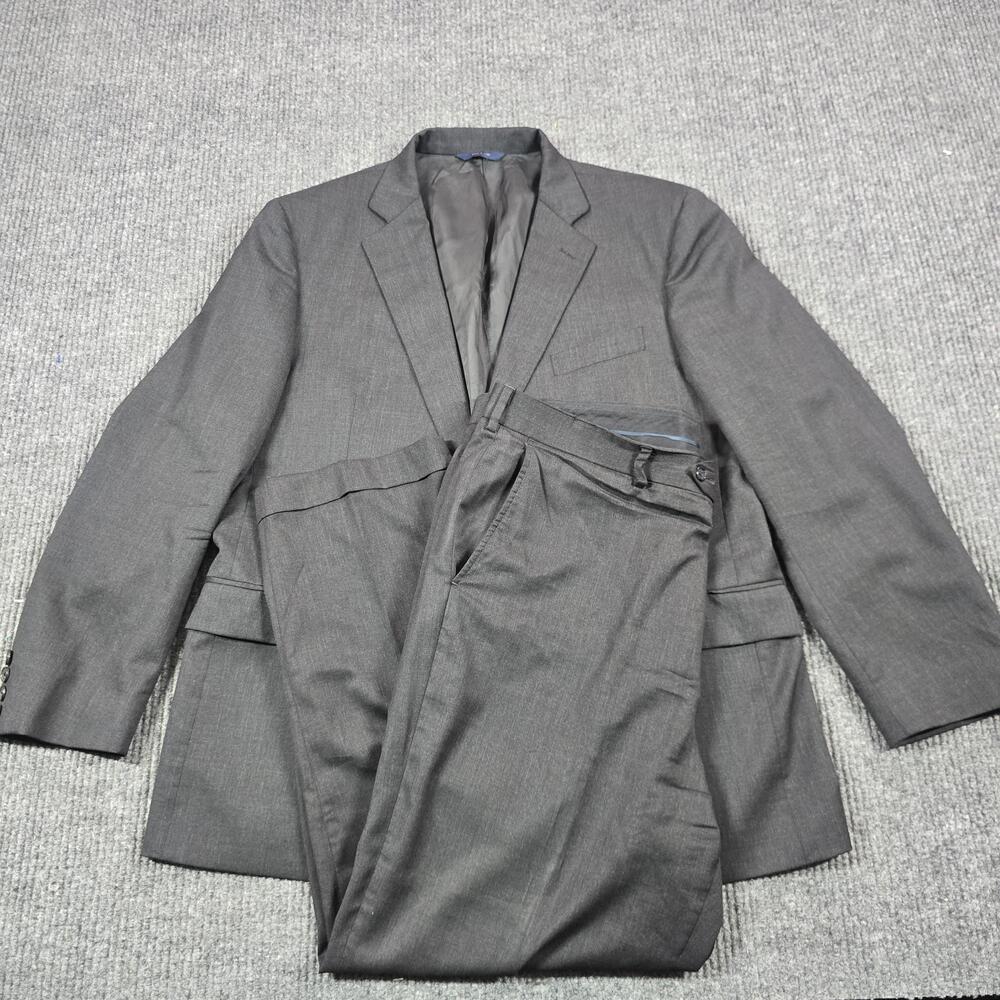 Brooks Brothers Suit Mens 44L 39W Gray Wool 1818 Regent Estrato Trabaldo